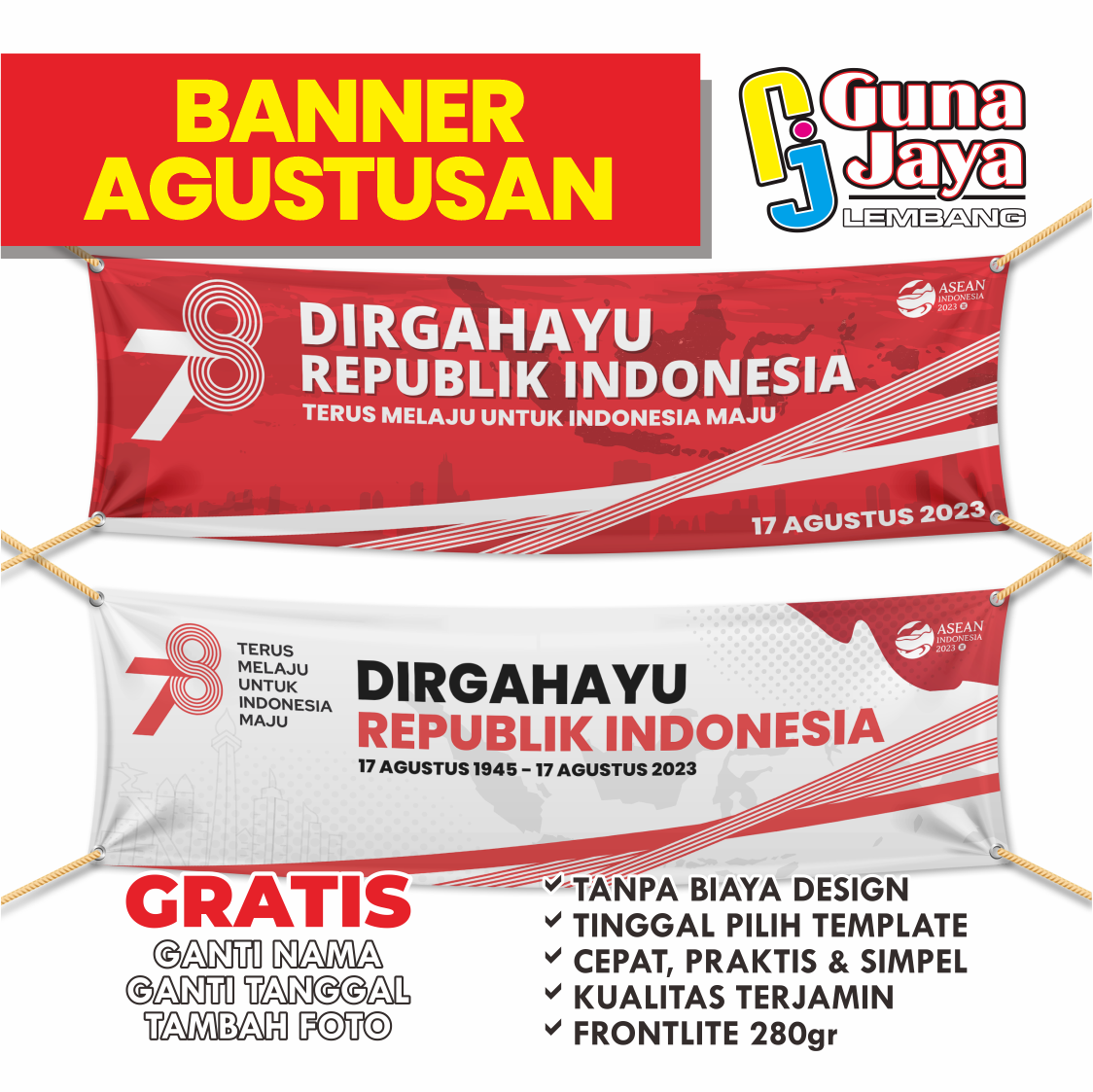 Banner Spanduk Agustusan 17 Agustus Hut Republik Indonesia Banner Dirgahayu Ri Gunajaya Printing 0006